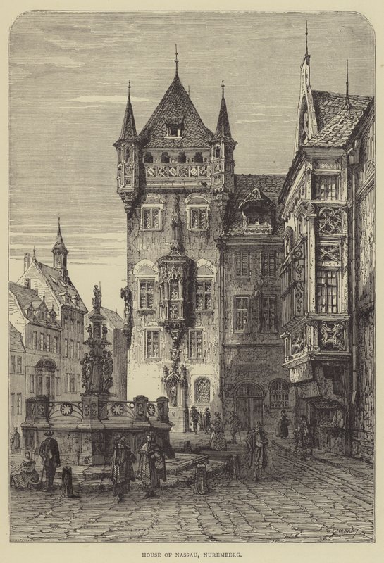 Dom Nassau, Norymberga (rycina) autorstwa English School