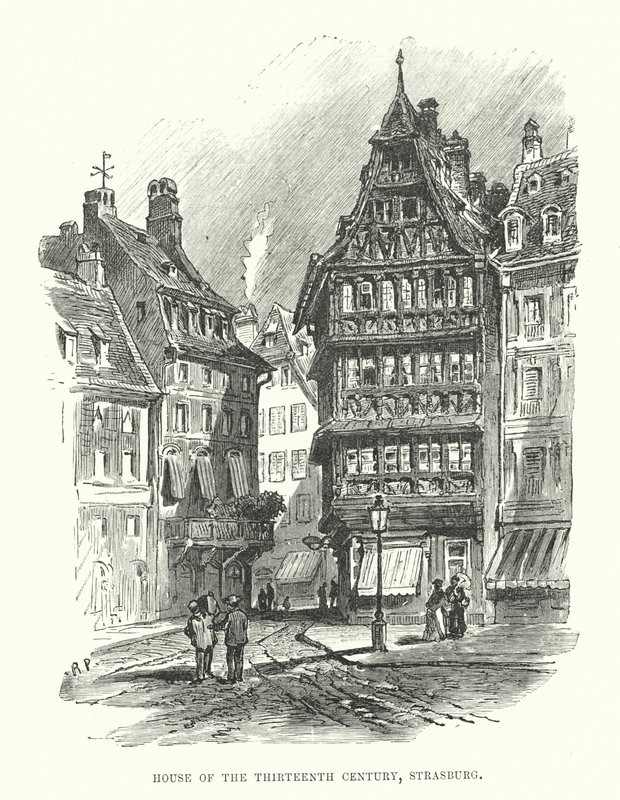 Dom z XIII wieku, Strasburg (rycina) autorstwa English School