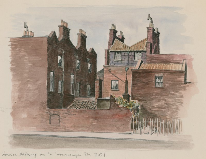 Domy przy Ironmonger Street, Londyn (wc na papierze) autorstwa English School