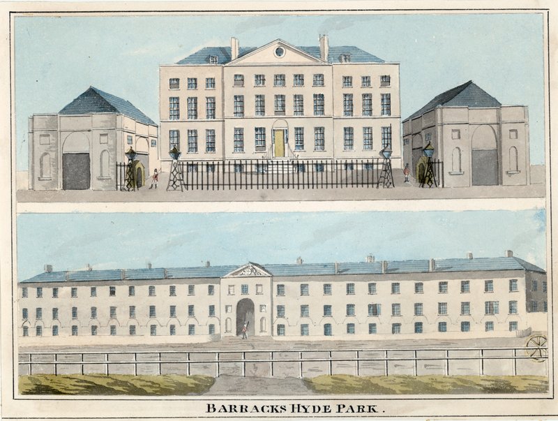 Hyde Park Barracks, Londyn (wc na papierze) autorstwa English School
