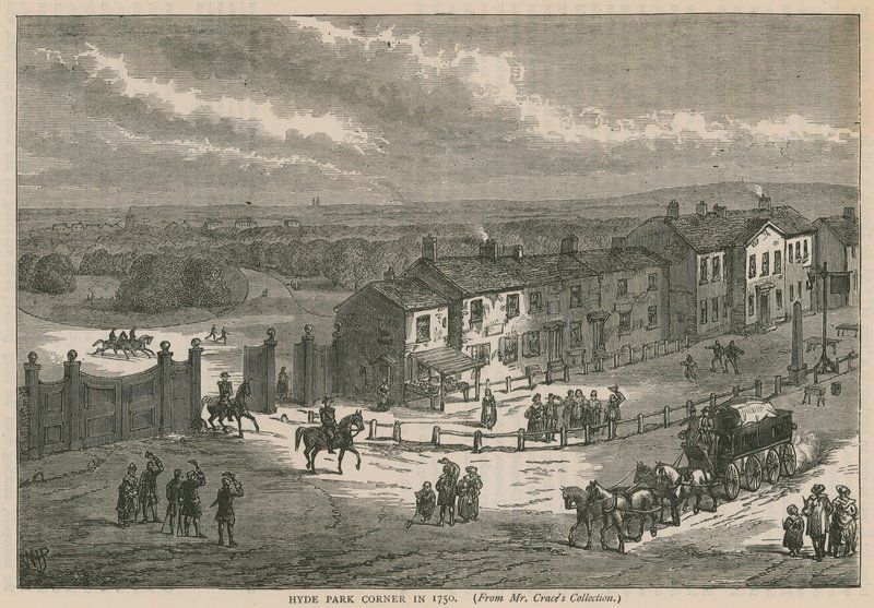 Hyde Park Corner w 1750 autorstwa English School