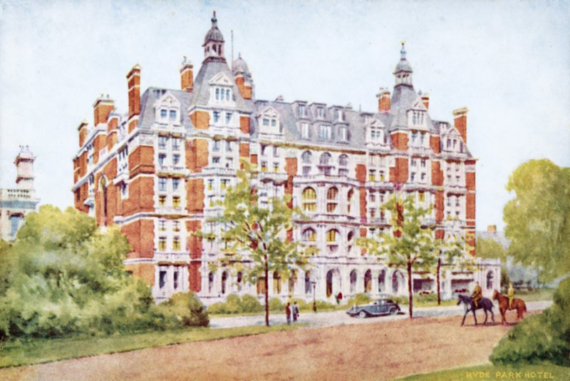 Hyde Park Hotel, Londyn (kolor lito) autorstwa English School