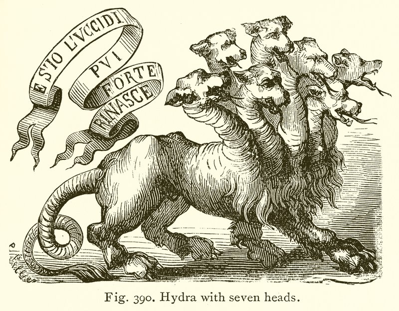 Hydra z siedmioma głowami autorstwa English School