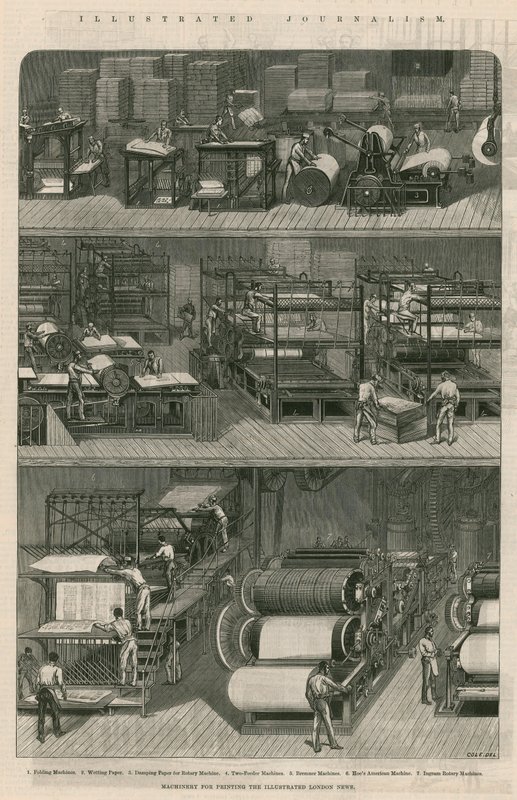 Ilustrowane dziennikarstwo: maszyny do drukowania Illustrated London News autorstwa English School