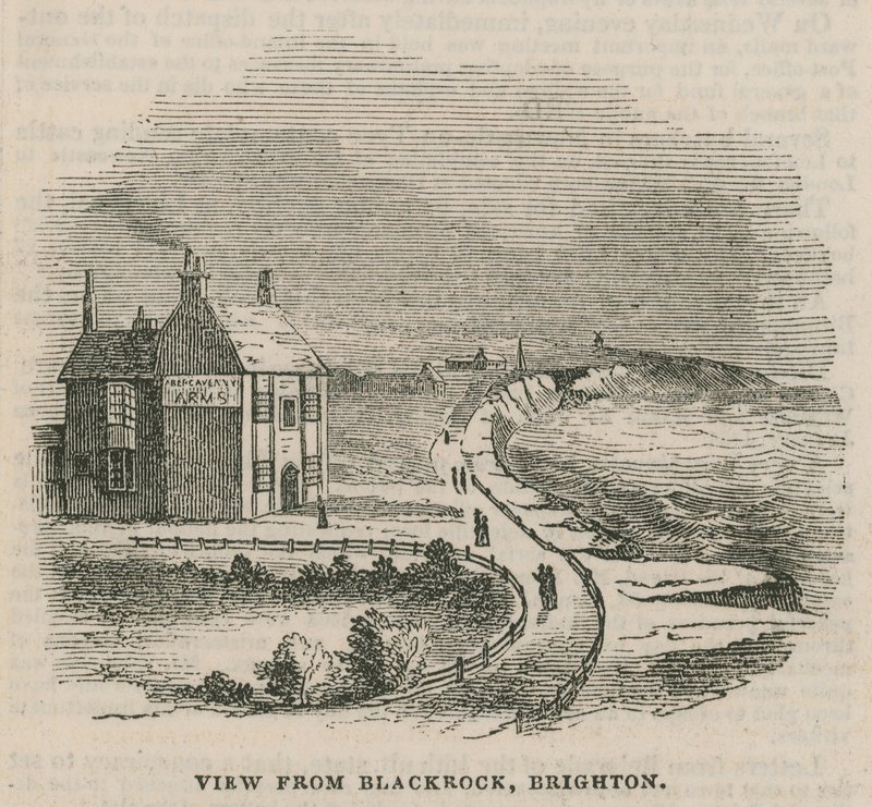 Ilustracja przedstawiająca osuwisko w Brighton autorstwa English School