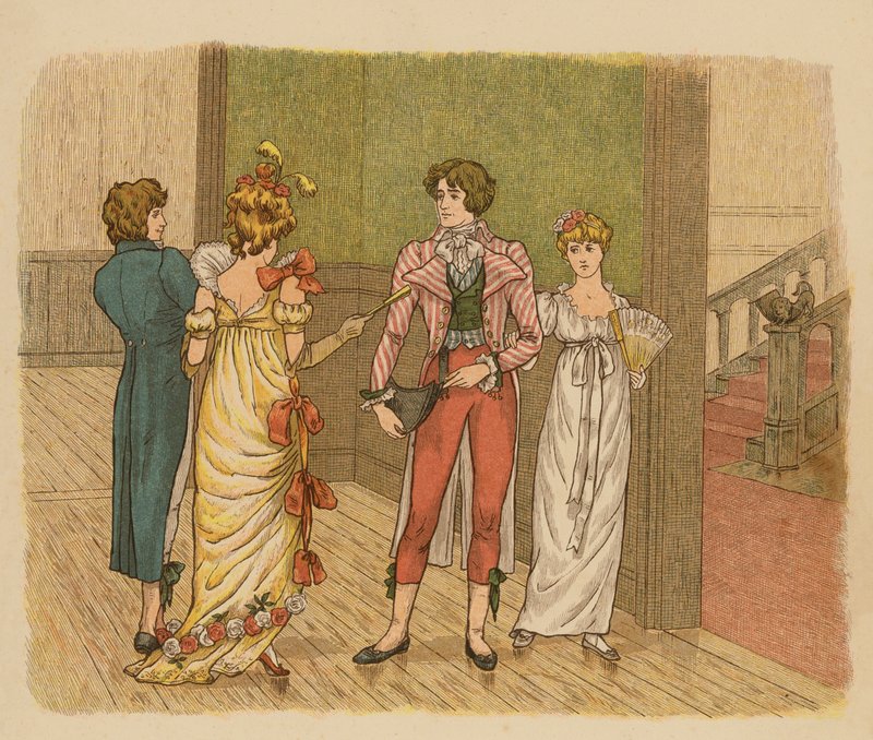 Ilustracja do filmu "Marzenia, tańce i rozczarowania" (kolorowa litografia) autorstwa English School