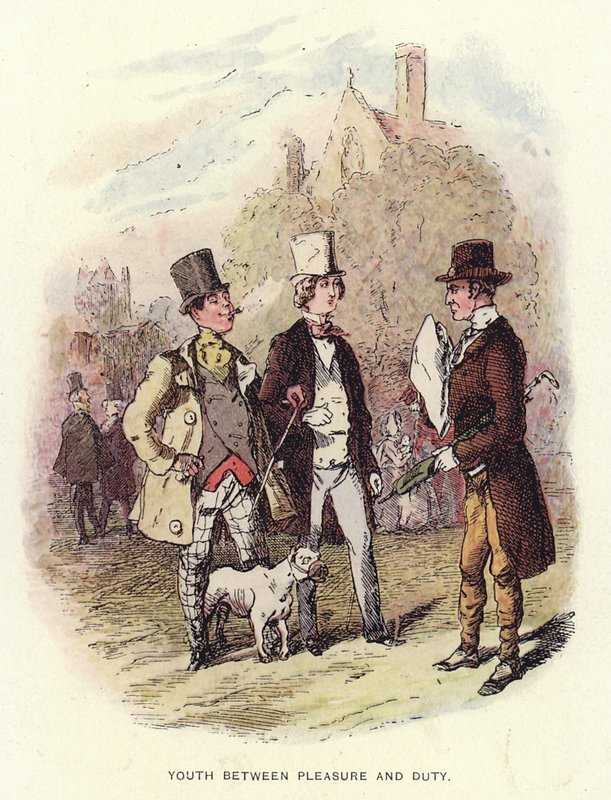 Ilustracja do Pendennisa autorstwa Thackeraya autorstwa English School