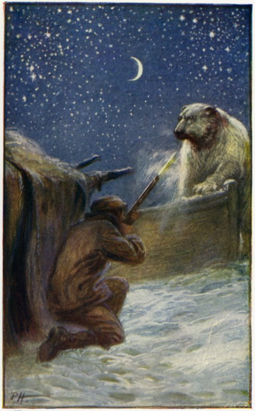 Ilustracja do filmu "Peter The Whaler" autorstwa Williama HG Kingstona (kolorowa litografia) autorstwa English School