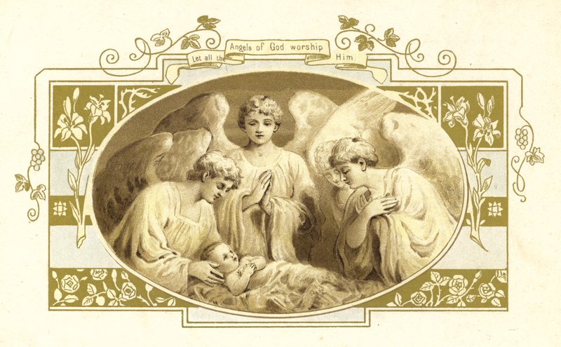 Ilustracja do filmu The Coming Of Father Christmas (kolorowa litografia) autorstwa English School