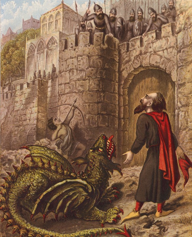Ilustracja do Świętej wojny Johna Bunyana (kolorowa litografia) autorstwa English School