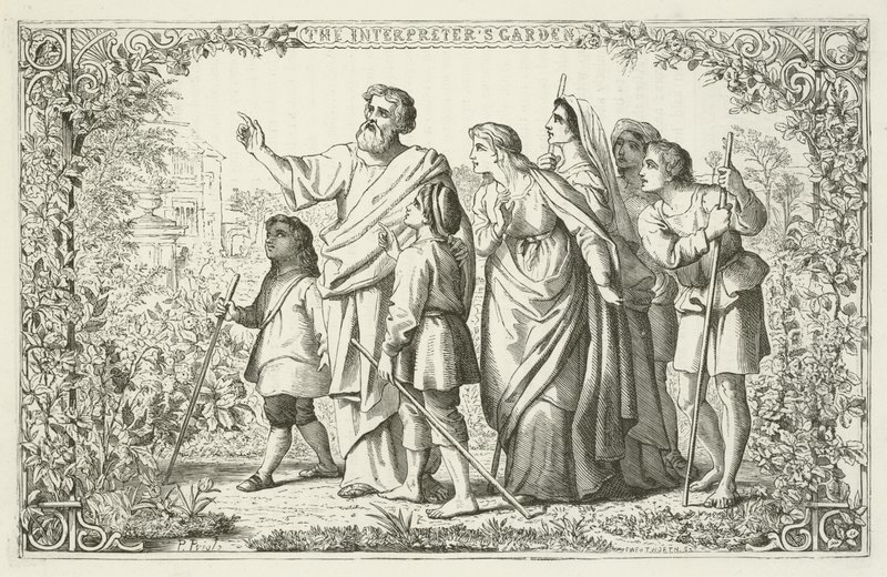 Ilustracja do The Pilgrims Progress autorstwa Johna Bunyan autorstwa English School