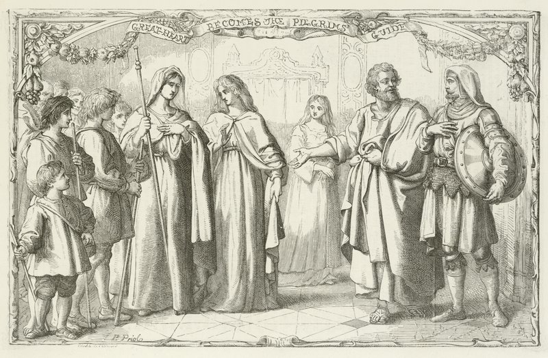 Ilustracja do The Pilgrims Progress autorstwa Johna Bunyan autorstwa English School