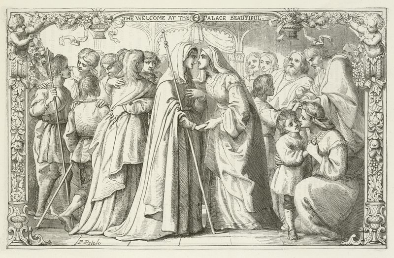 Ilustracja do The Pilgrims Progress autorstwa Johna Bunyan autorstwa English School