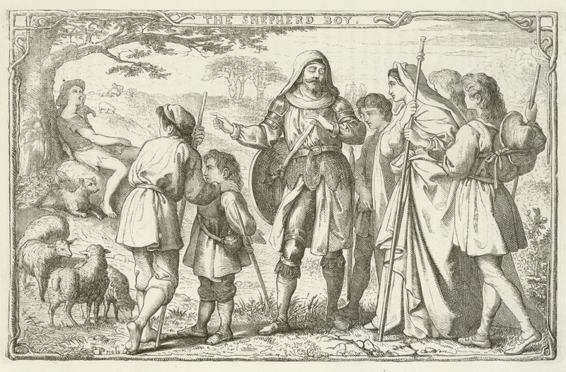 Ilustracja do The Pilgrims Progress autorstwa Johna Bunyan autorstwa English School