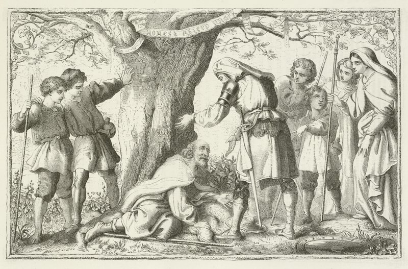 Ilustracja do The Pilgrims Progress autorstwa Johna Bunyan autorstwa English School