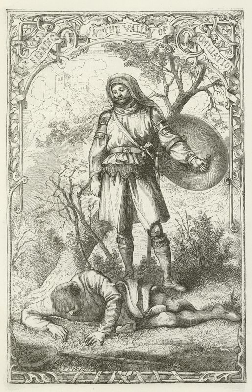 Ilustracja do The Pilgrims Progress autorstwa Johna Bunyan autorstwa English School
