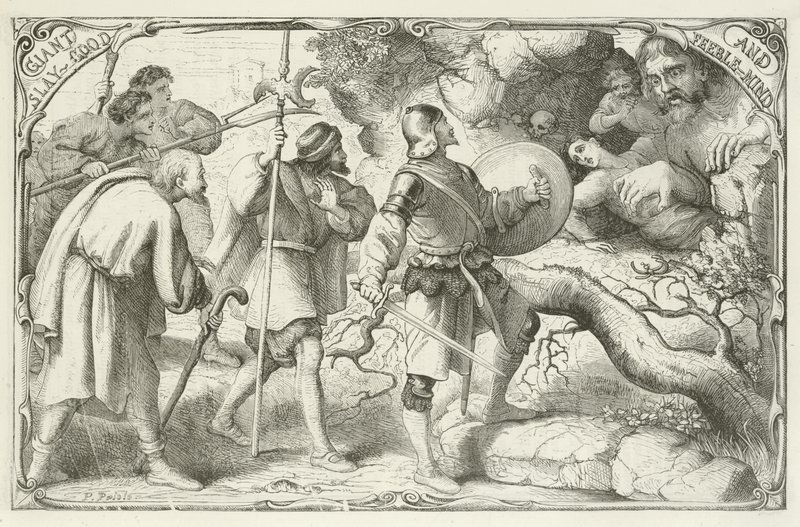 Ilustracja do The Pilgrims Progress autorstwa Johna Bunyan autorstwa English School