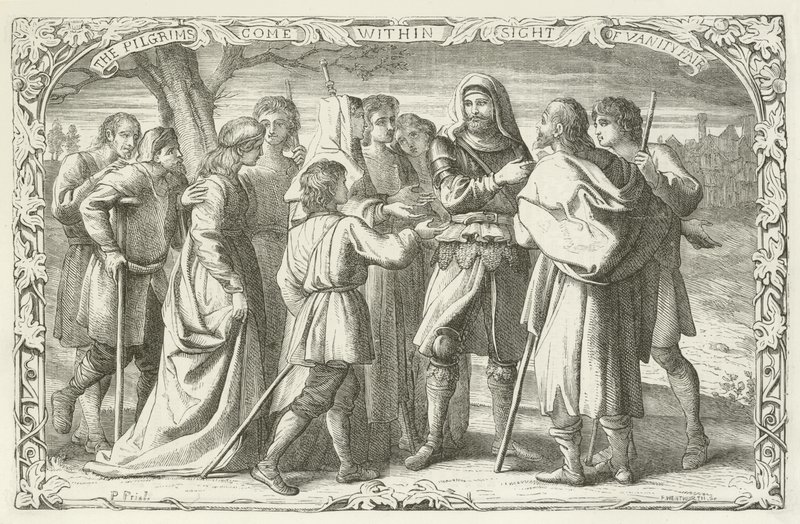 Ilustracja do The Pilgrims Progress autorstwa Johna Bunyan autorstwa English School