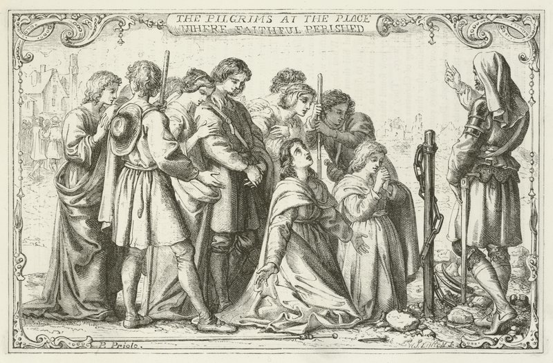 Ilustracja do The Pilgrims Progress autorstwa Johna Bunyan autorstwa English School