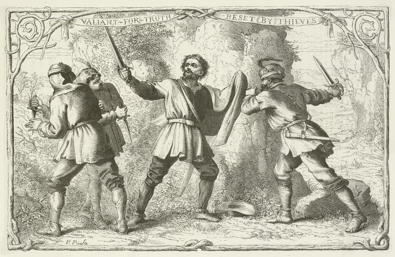 Ilustracja do The Pilgrims Progress autorstwa Johna Bunyan autorstwa English School