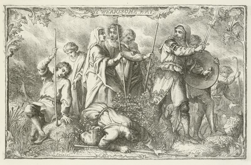 Ilustracja do The Pilgrims Progress autorstwa Johna Bunyan autorstwa English School
