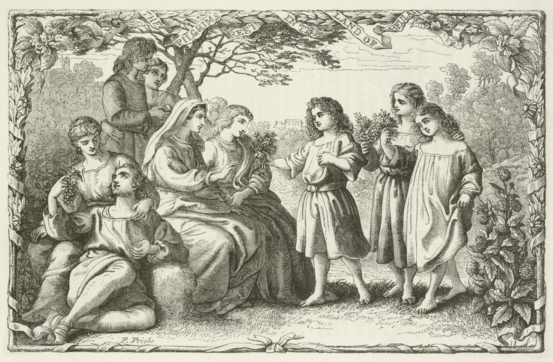 Ilustracja do The Pilgrims Progress autorstwa Johna Bunyan autorstwa English School
