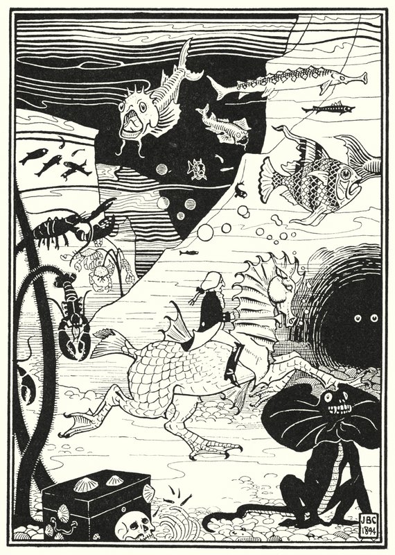 Ilustracja do Przygód Barona Munchausena (rycina) autorstwa English School