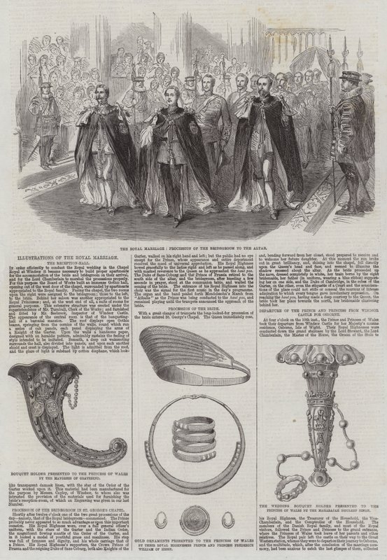 Ilustracje królewskiego małżeństwa, sala przyjęć (rycina) autorstwa English School