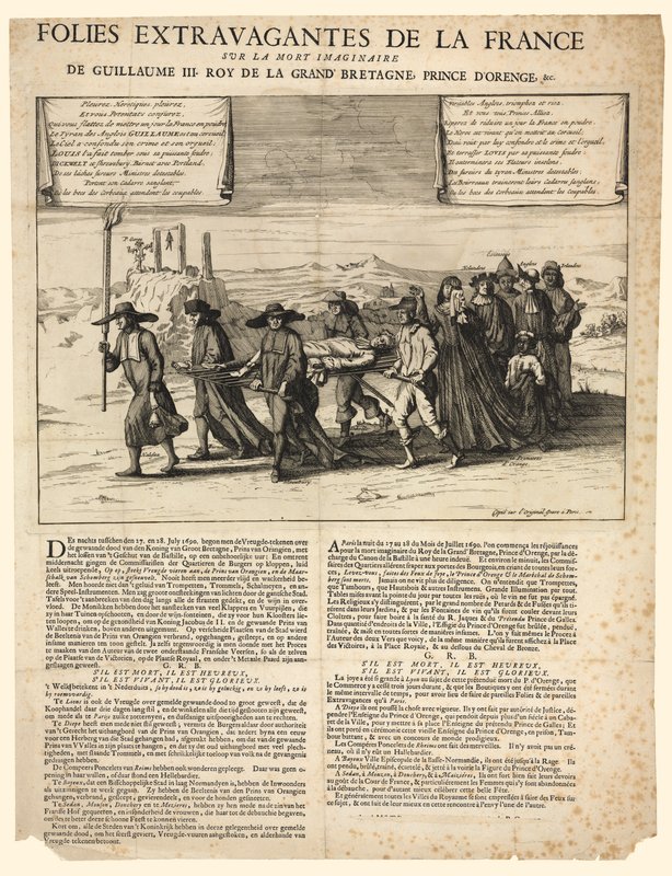 Wyobrażona śmierć króla Wilhelma III autorstwa English School