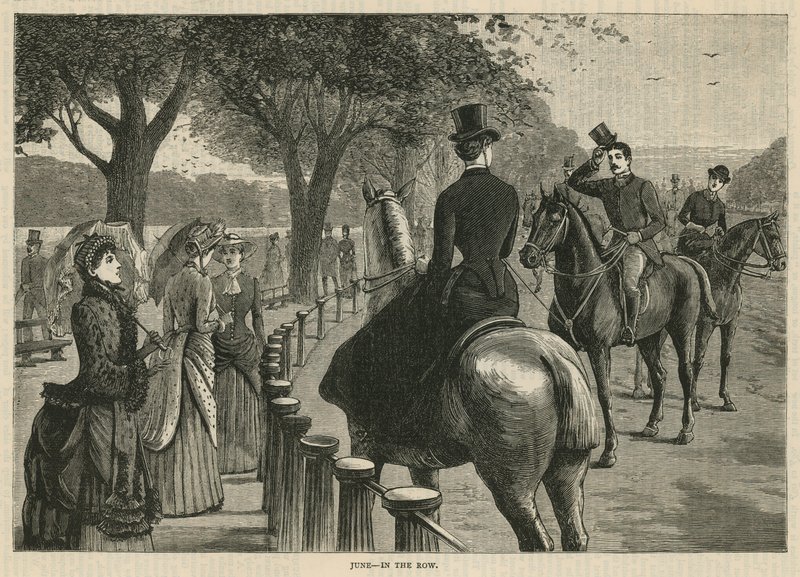 W rzędzie; Rotten Row, Hyde Park, Londyn autorstwa English School