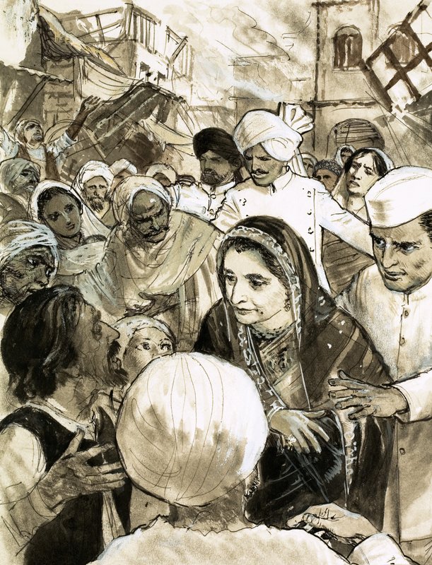 Indira Gandhi w mieście Ahmadabad podczas zamieszek autorstwa English School