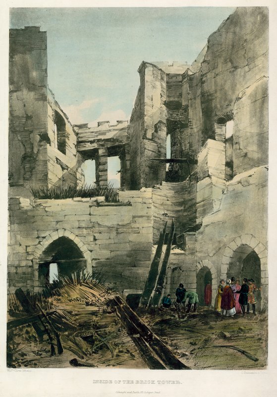 Wewnątrz ceglanej wieży, Tower of London Fire, 1841 autorstwa English School
