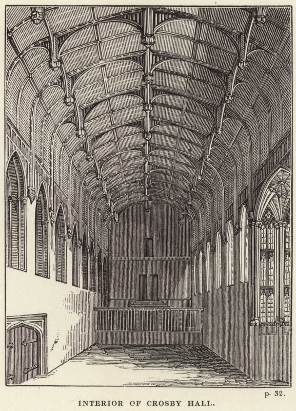Wnętrze Crosby Hall w Chelsea autorstwa English School