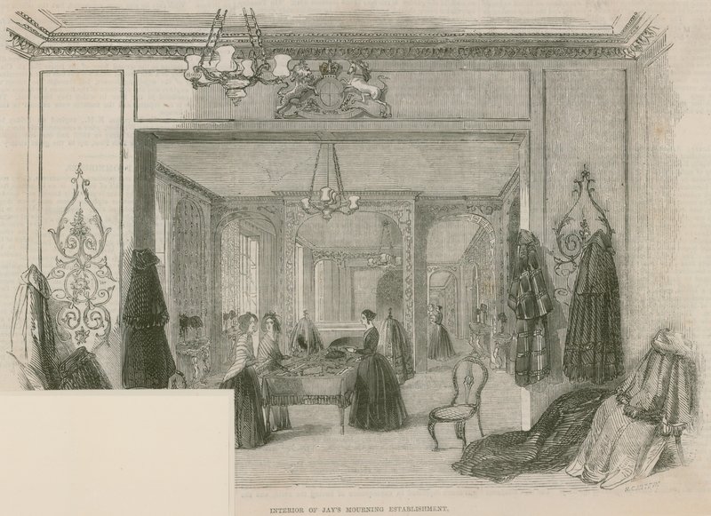 Wnętrze Jays Mourning Establishment, Regent Street, Londyn autorstwa English School