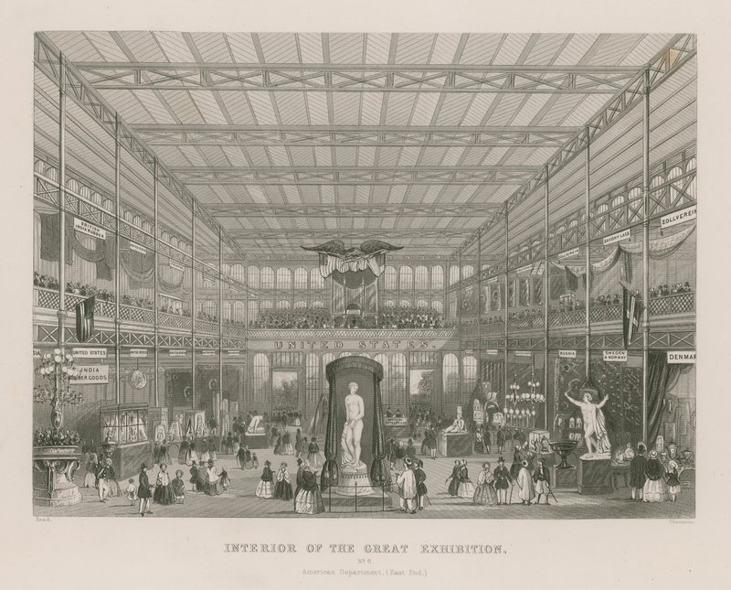 Wnętrze Wielkiej Wystawy, 1851, Departament Amerykański (East End) autorstwa English School