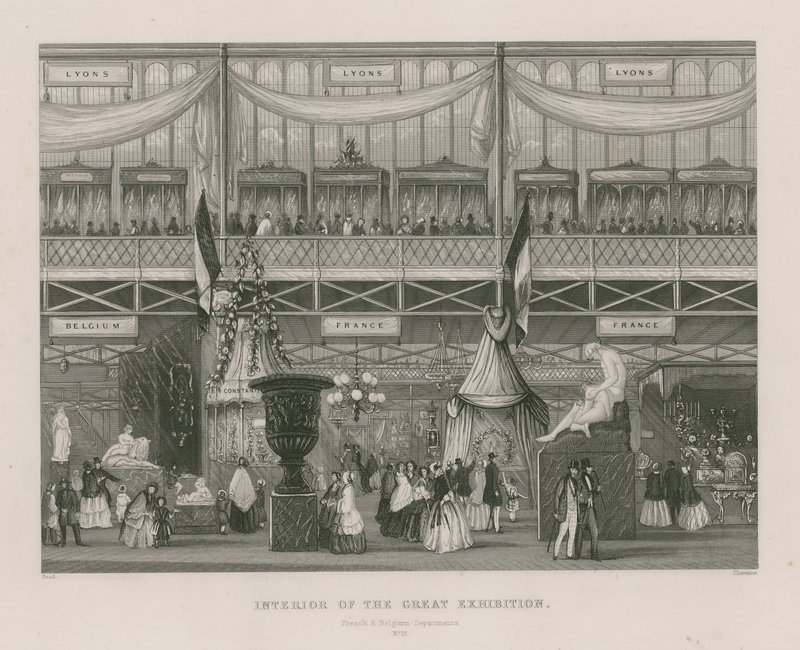 Wnętrze Wielkiej Wystawy, 1851, Oddział Francuski i Belgijski autorstwa English School