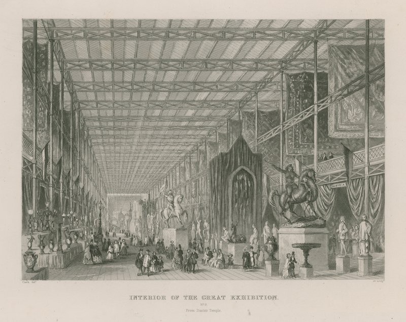Wnętrze Wielkiej Wystawy, 1851, ze świątyni Dantes autorstwa English School