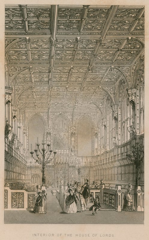 Wnętrze Izby Lordów, Westminster, Londyn autorstwa English School