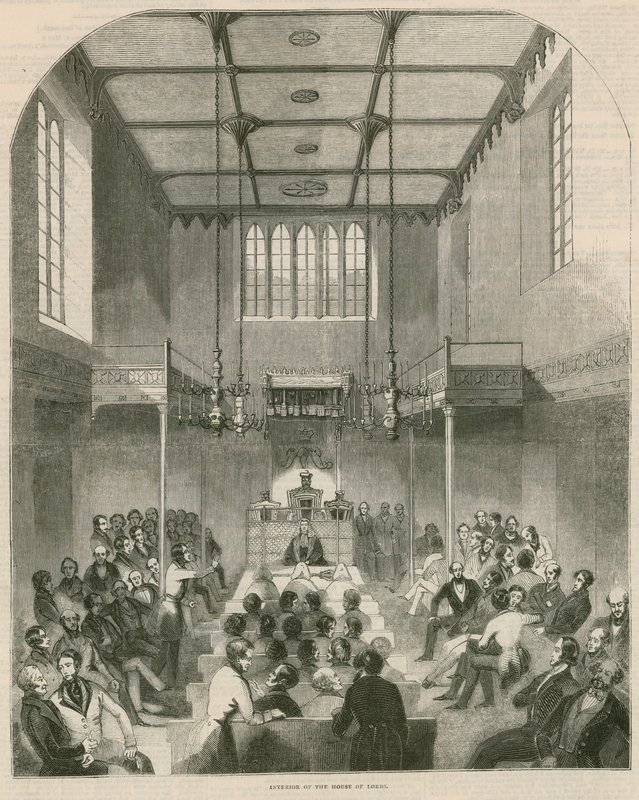 Wnętrze Izby Lordów, Westminster, Londyn autorstwa English School