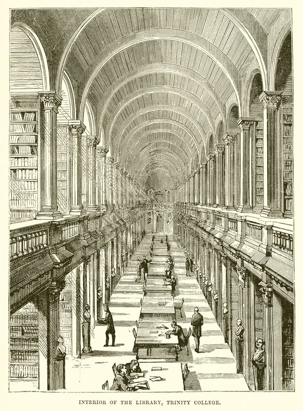 Wnętrze Biblioteki, Trinity College autorstwa English School