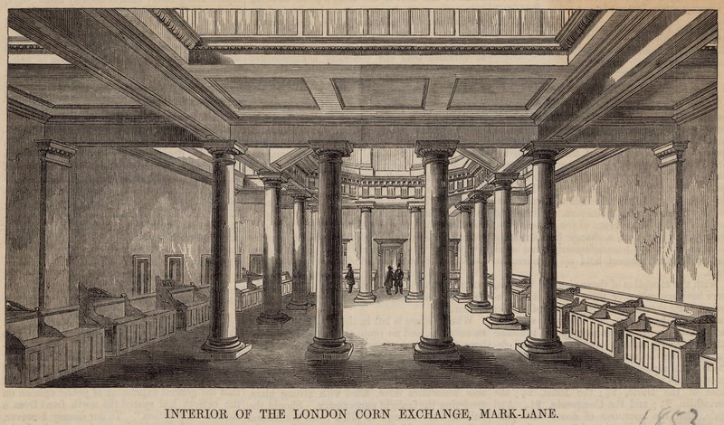 Wnętrze londyńskiej giełdy kukurydzy, Mark Lane autorstwa English School