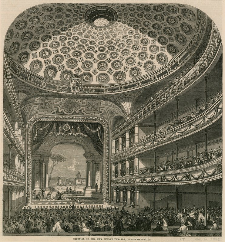 Wnętrze New Surrey Theatre, Blackfriars Road, Londyn autorstwa English School