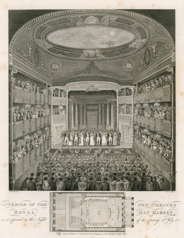 Wnętrze Nowego Teatru Królewskiego, Haymarket, Londyn autorstwa English School