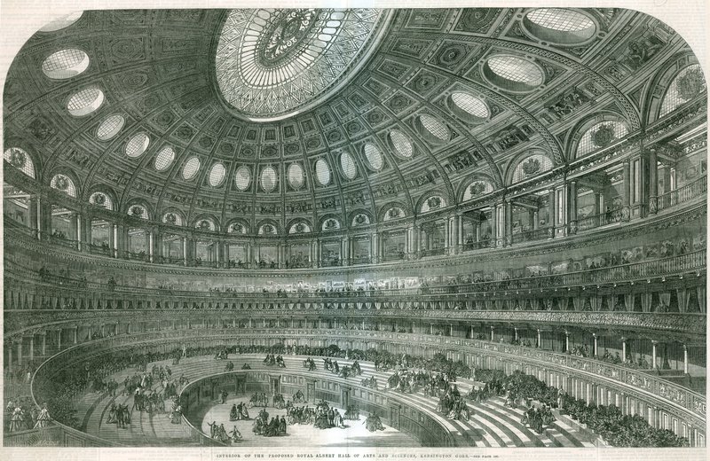 Wnętrze projektowanej Royal Albert Hall autorstwa English School