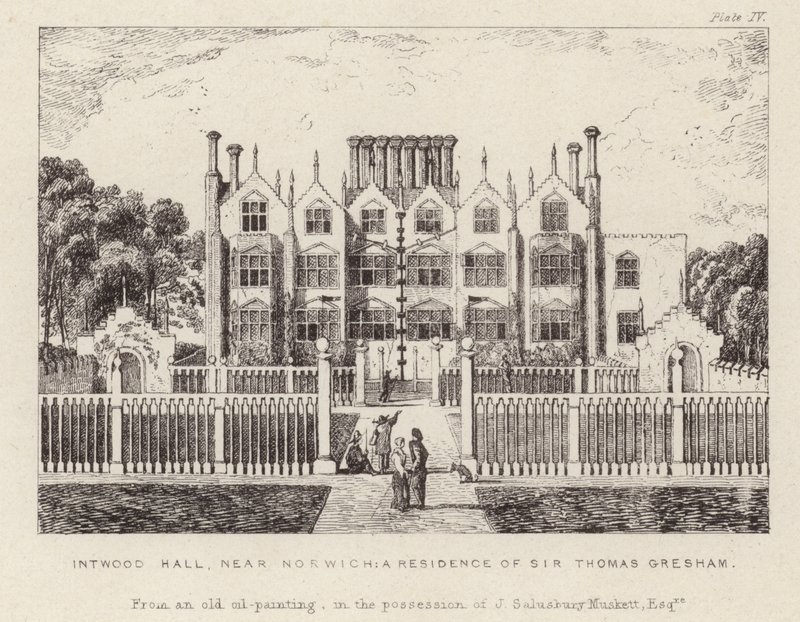 Intwood Hall, rezydencja Sir Thomasa Greshama autorstwa English School