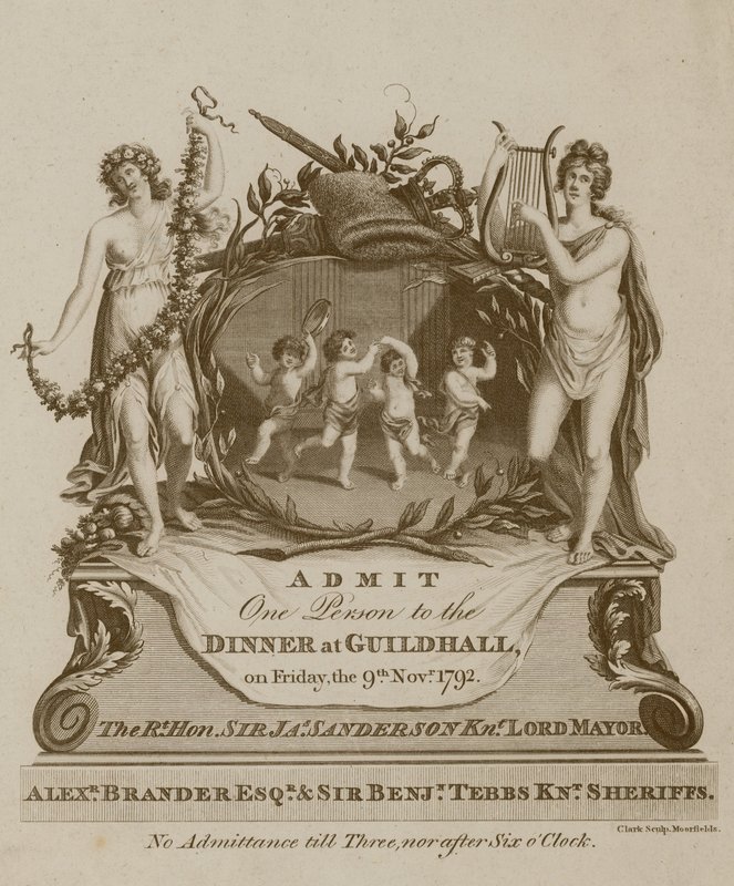 Zaproszenie na bankiet w Guildhall w Londynie, 9 listopada 1792 r. autorstwa English School