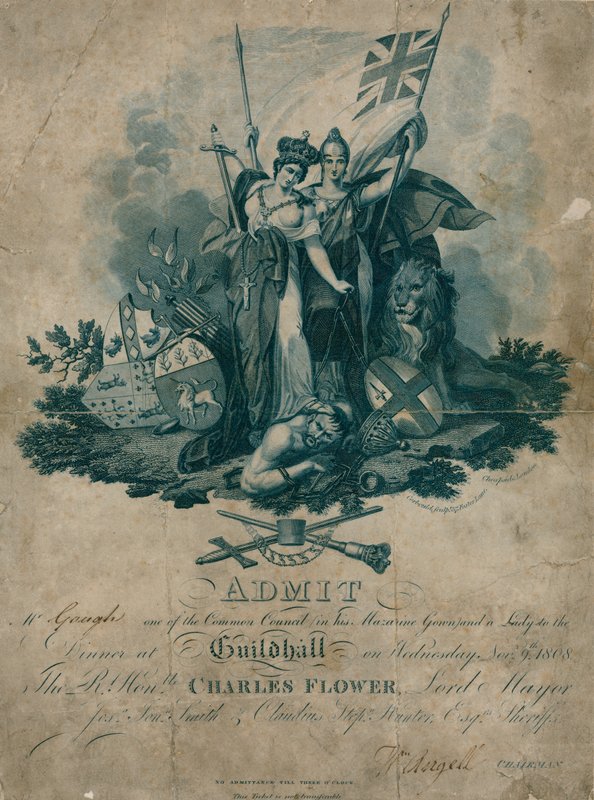 Zaproszenie na bankiet w Guildhall w Londynie 9 listopada 1808 r autorstwa English School