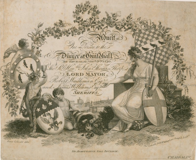Zaproszenie na bankiet w Guildhall w Londynie, 9 listopada 1820 r autorstwa English School
