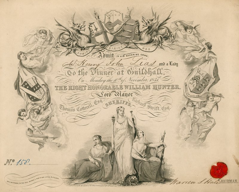 Zaproszenie na bankiet w Guildhall w Londynie 9 listopada 1851 r autorstwa English School