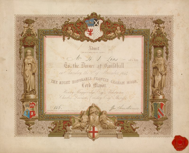 Zaproszenie na bankiet w Guildhall w Londynie 9 listopada 1854 r autorstwa English School